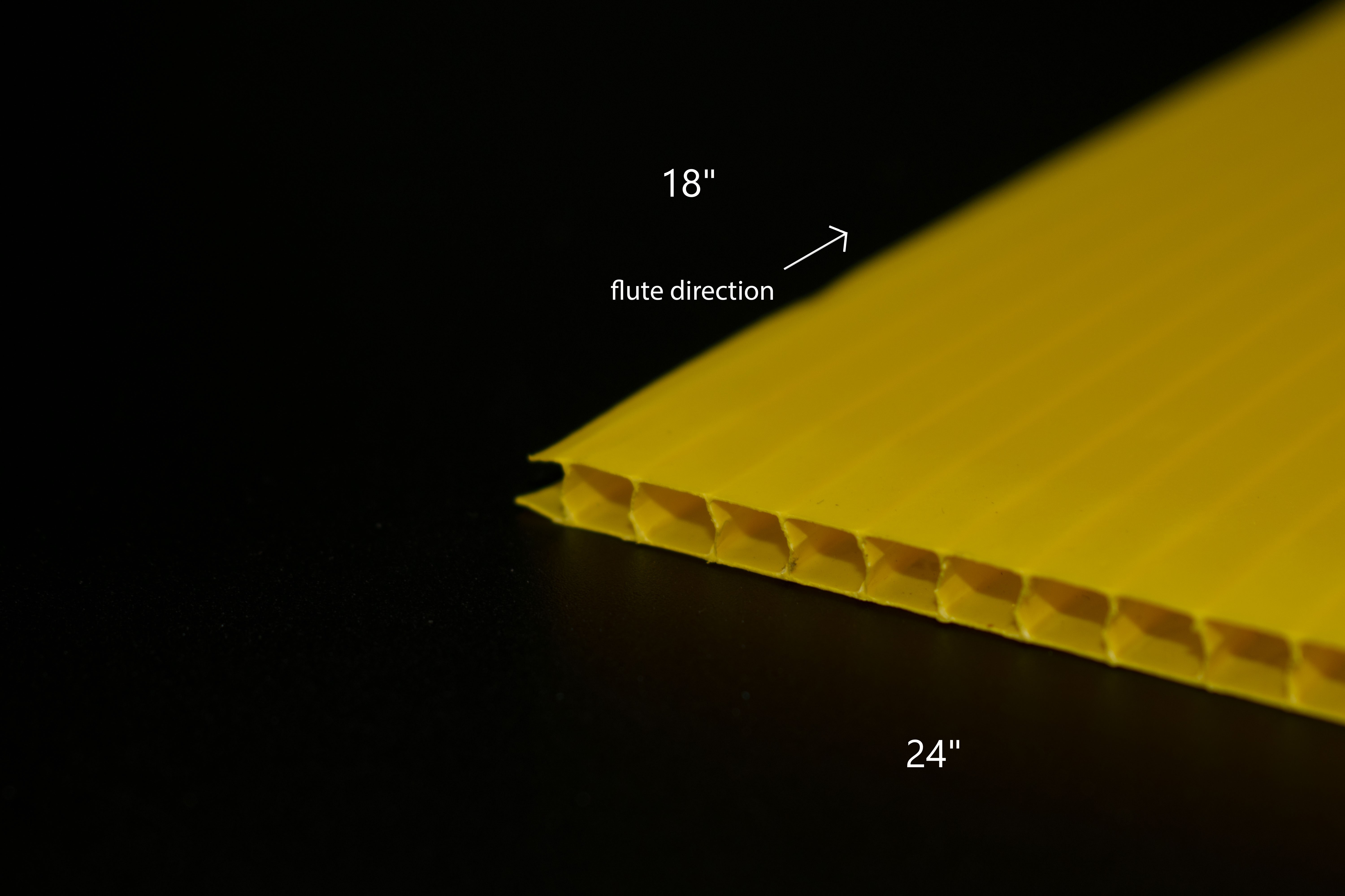 4mm 24x18IN YELLOW CORRUGATED POLYPRO - Fluted Polypro (Cor-X)